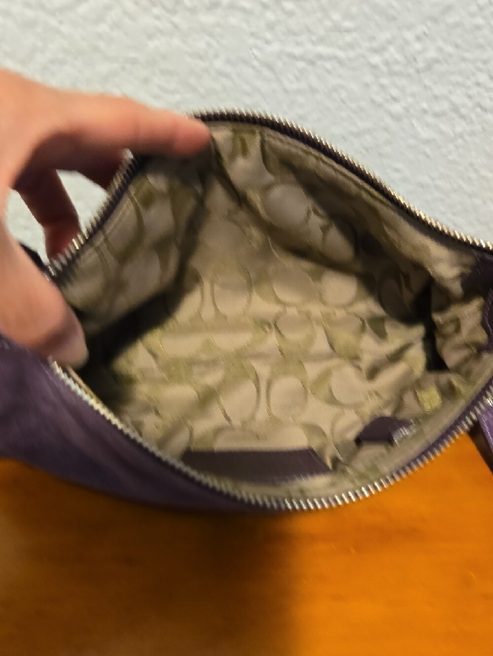PROJECT BAG-Vntg Coach 8A73 Hampton Purple Suede Shoulder Bag EUC 10"x4.5"x3" - Picture 12 of 13